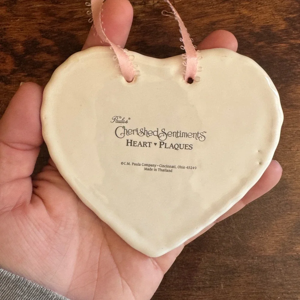 Paula's Cherished Sentiments‎ Grandma Heart Plaque Roses Pansies Thailand